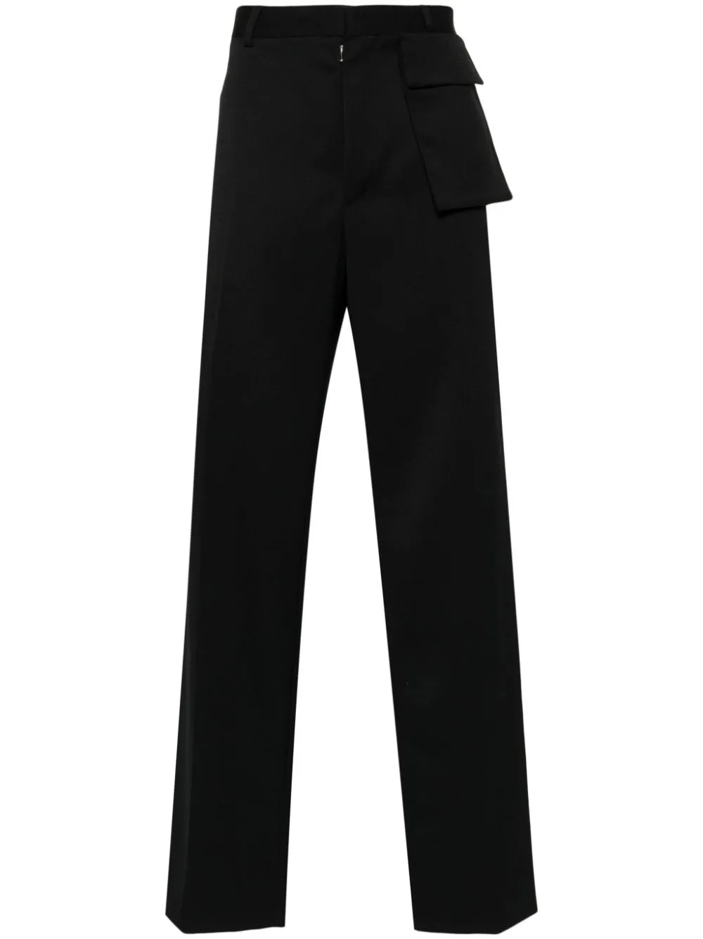 Mm6 Maison Margiela Logo-embroidered Straight-leg Tailored Trousers In Black
