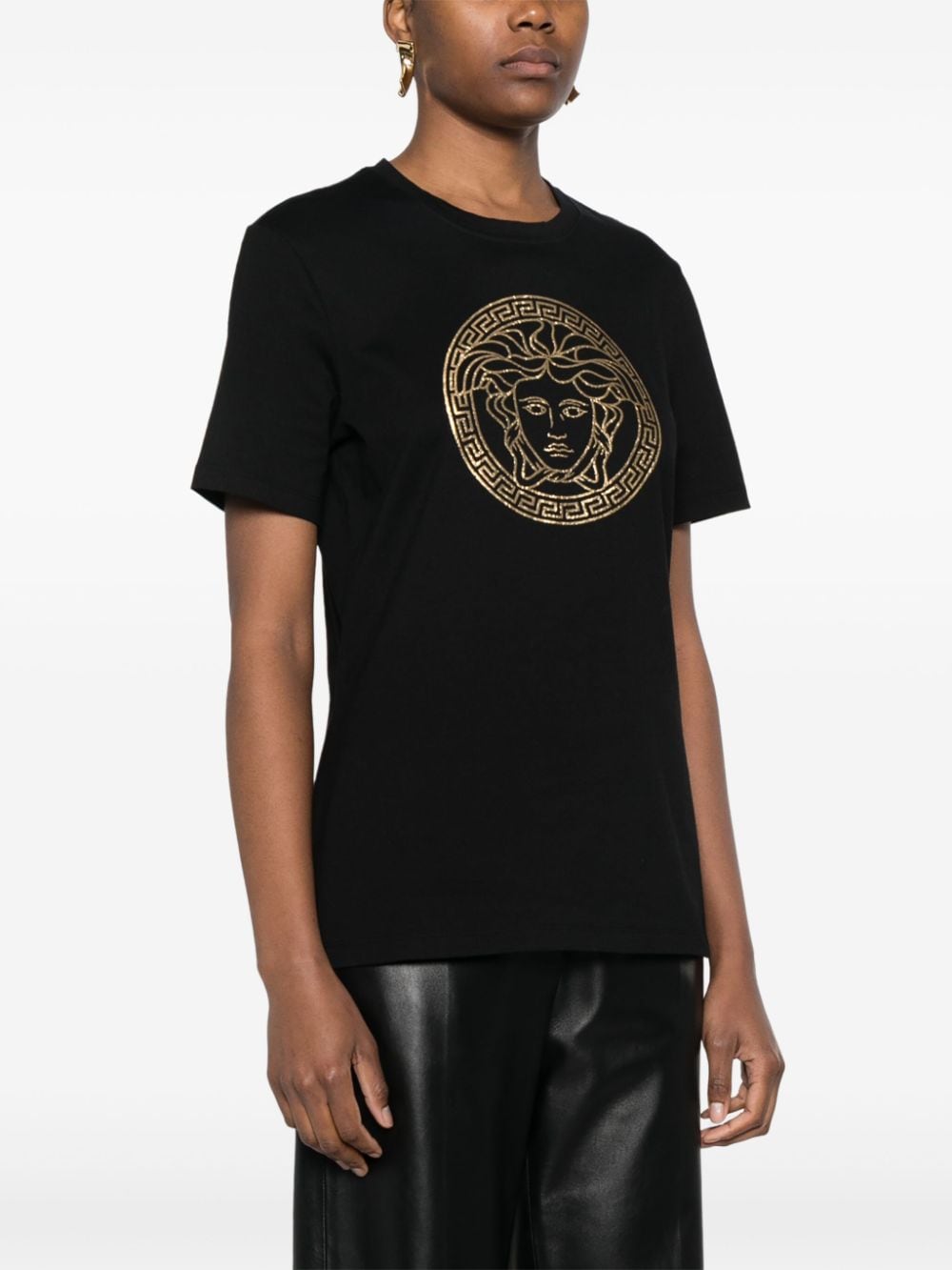 Shop Versace Medusa Cotton T-shirt In Black