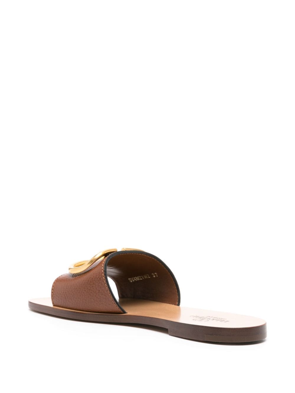 Valentino Garavani Vlogo-plaque leather sandals Brown