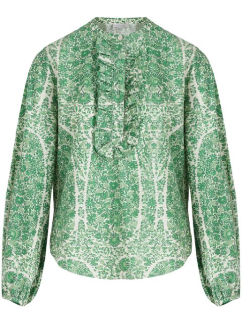 Giambattista Valli Côte d'Azur ruffle-trim cotton blouse