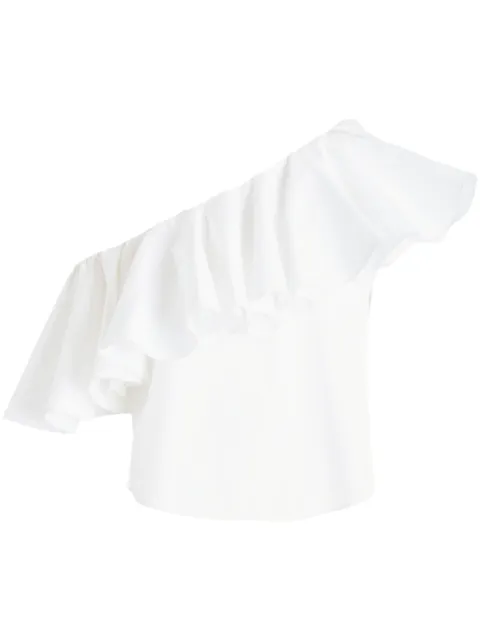 Giambattista Valli one-shoulder ruffle-trim blouse 