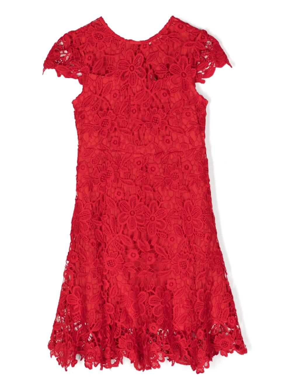 Marlo Kids' Holly Jolly Floral-lace Minidress In Red