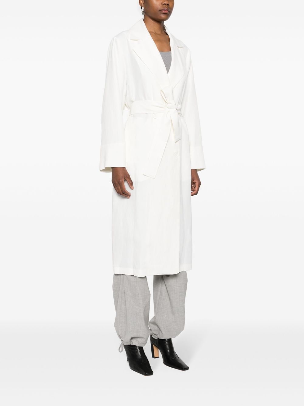 Shop P.a.r.o.s.h Double-breasted Trench Coat In Neutrals