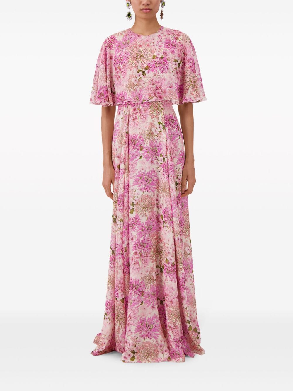 Shop Giambattista Valli Saint-rémy Silk Cape Dress In Pink