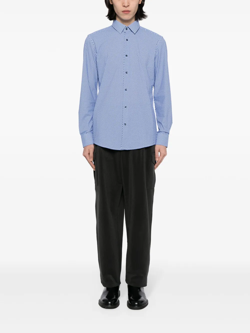 BOSS geometric-pattern button-up slim shirt - Veelkleurig