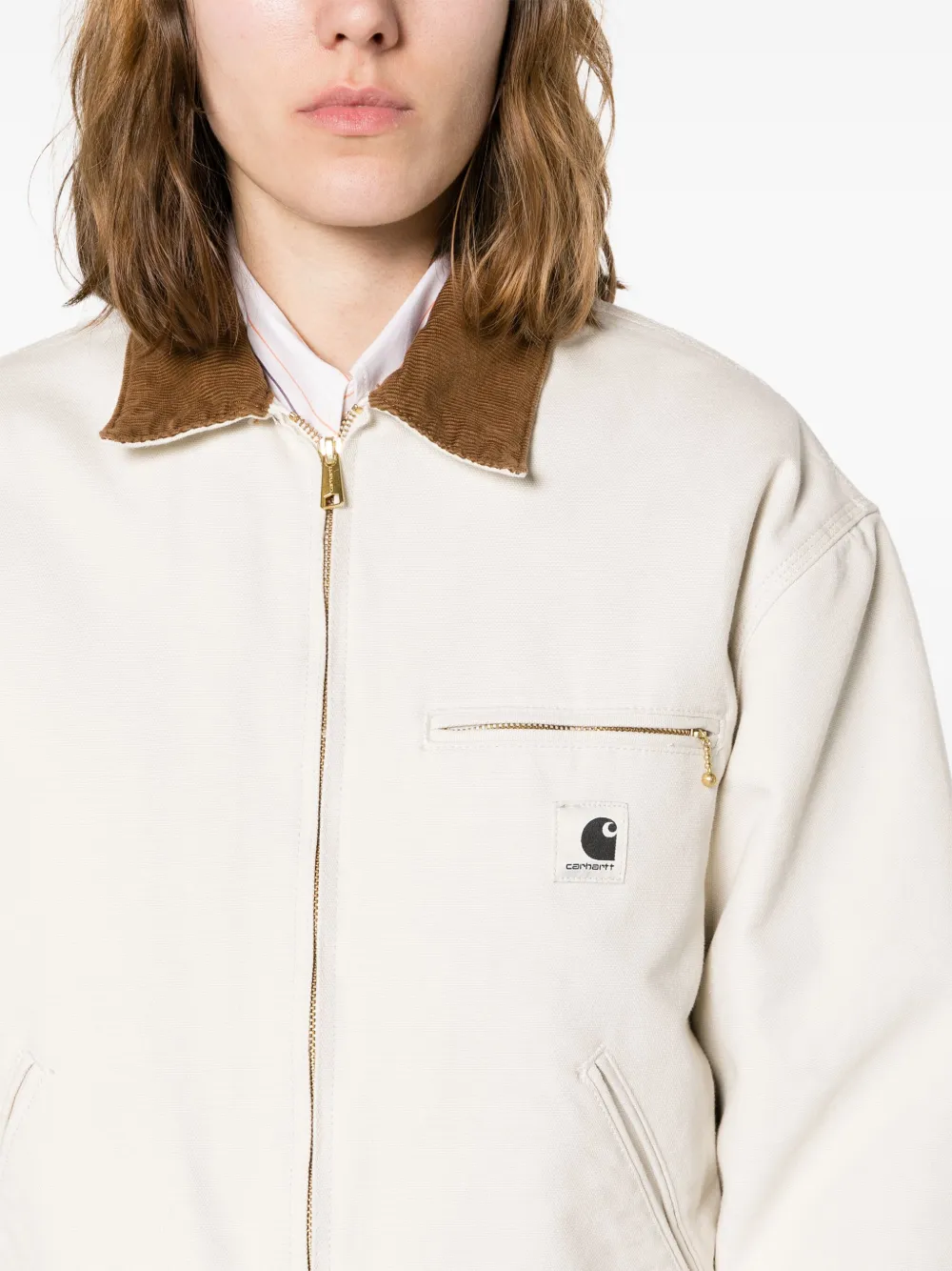 Carhartt WIP OG Detroit jack met logopatch Beige