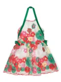 MARLO Candy Cane floral-embroidery minidress - Multicolour