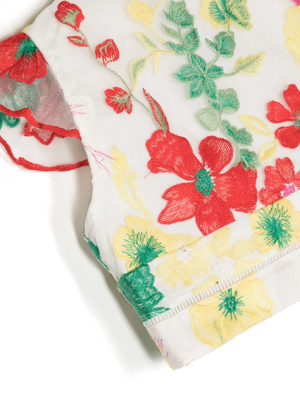 MARLO Shirt met geborduurde bloemen en kanten afwerking Veelkleurig