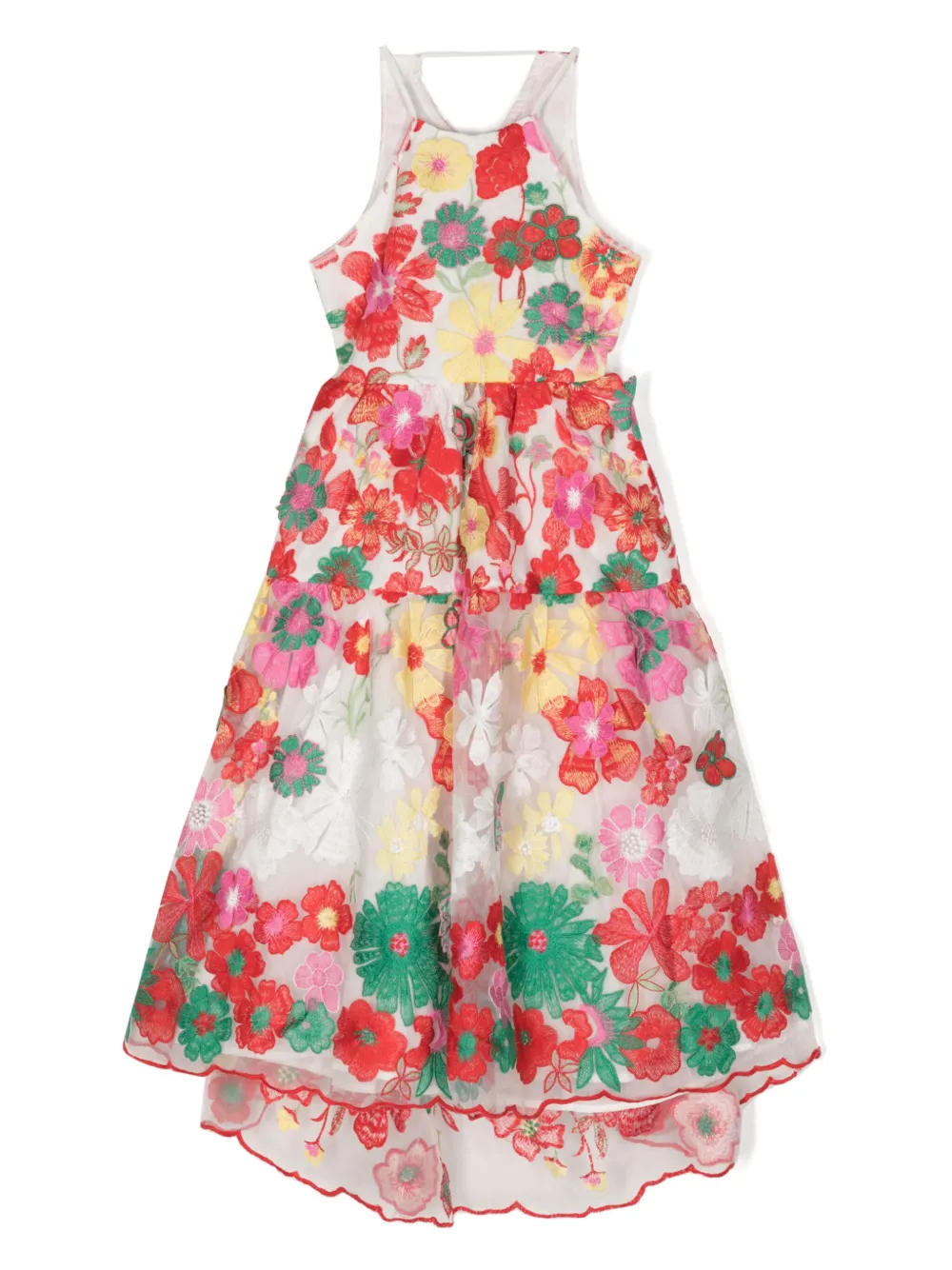 Marlo Kids' Candy Cane Floral-print Midi Dress In Multicolour