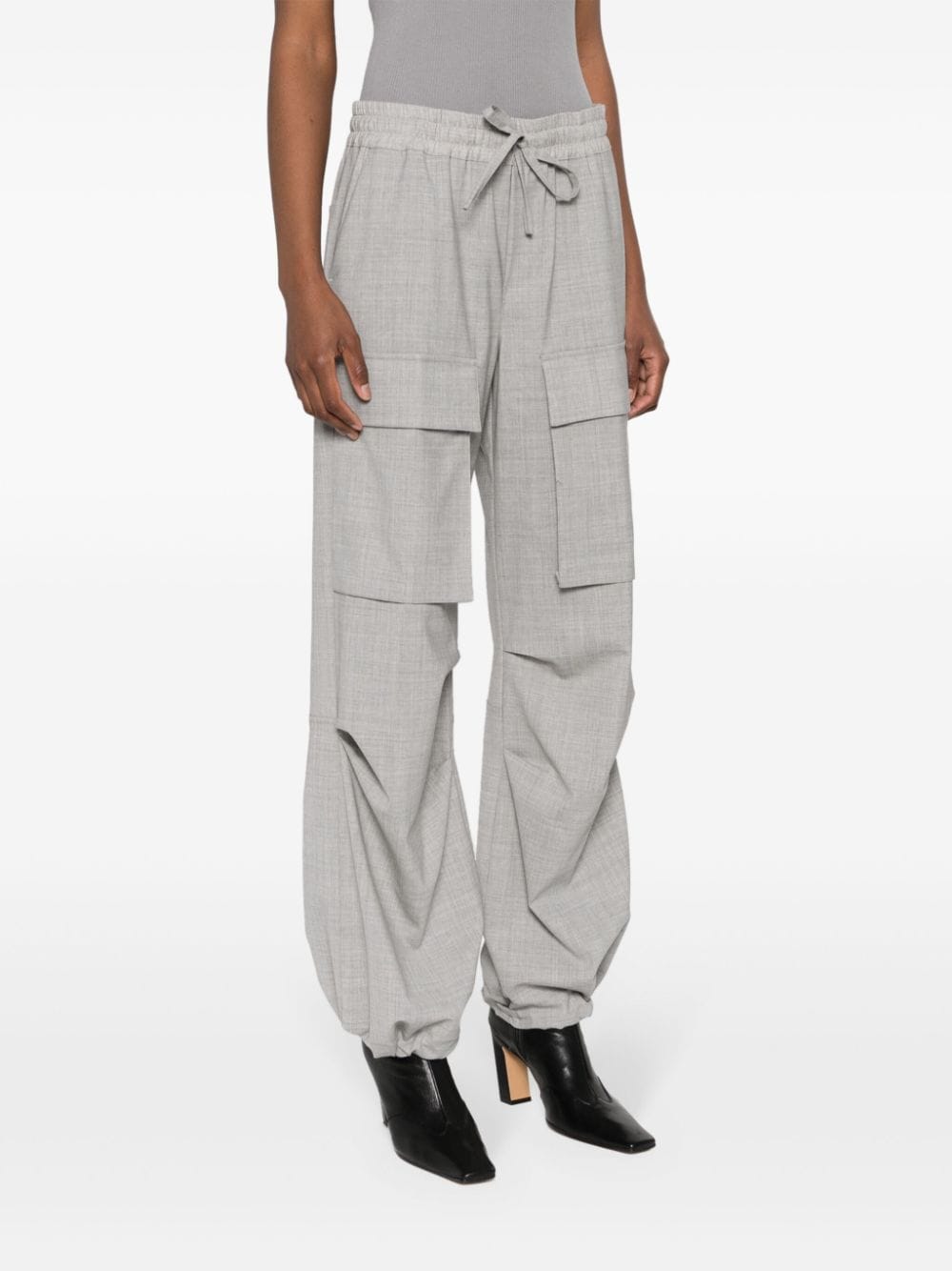 Shop P.a.r.o.s.h Straight-leg Cargo Trousers In Grey