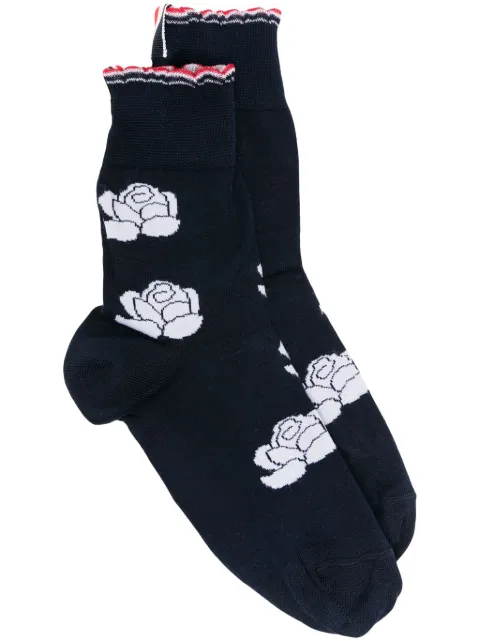 Thom Browne floral-intarsia ankle socks