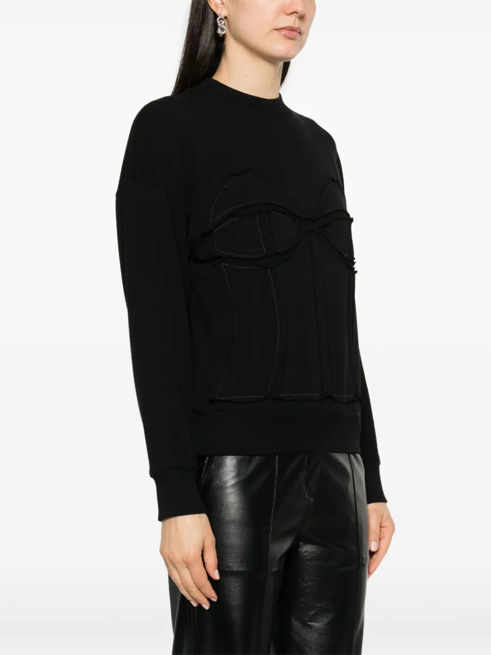 Shop Murmur Deconstructed Longsleeved Sweatshirt In Black