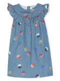 Molo ruffled organic cotton dress - Blue