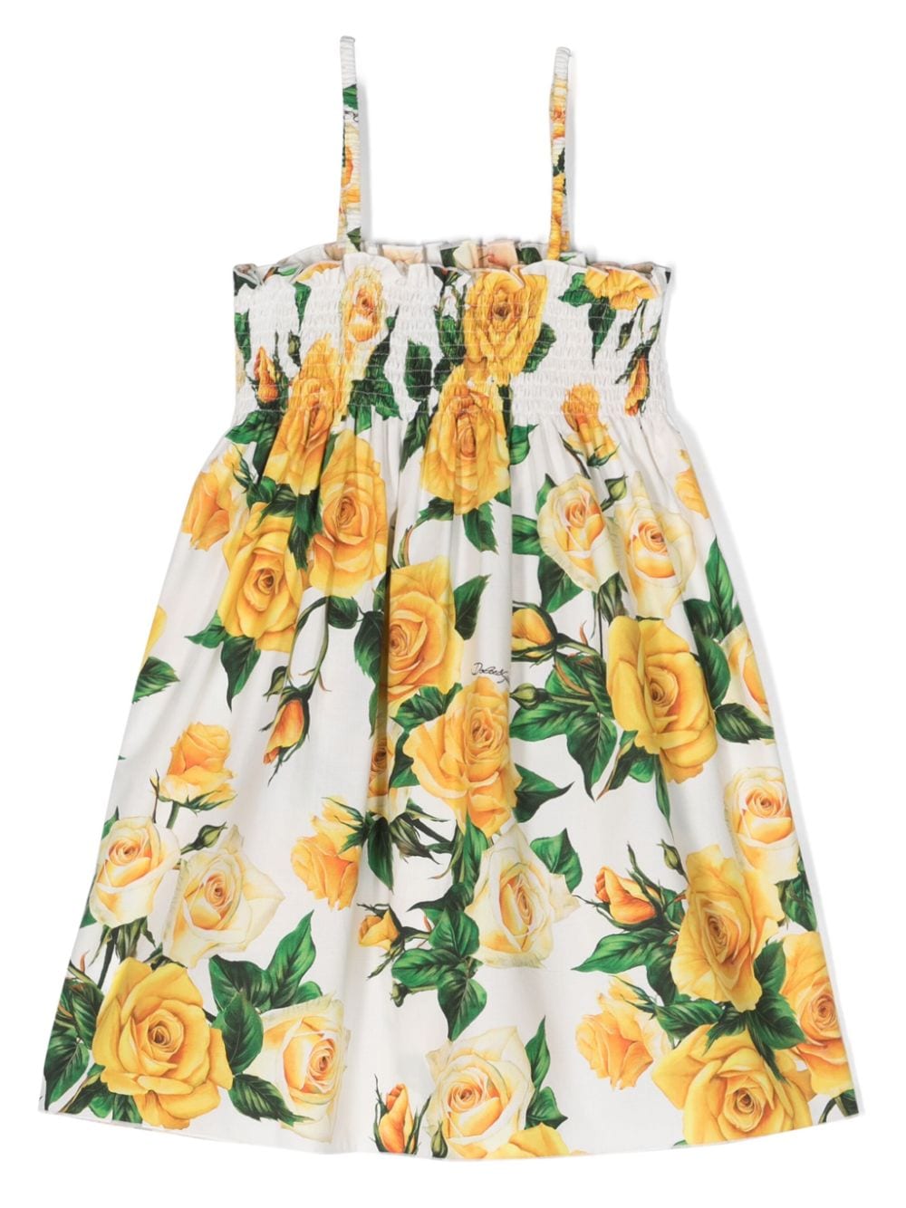 Dolce & Gabbana Kids Gelaagde flared jurk met bloemenprint Wit