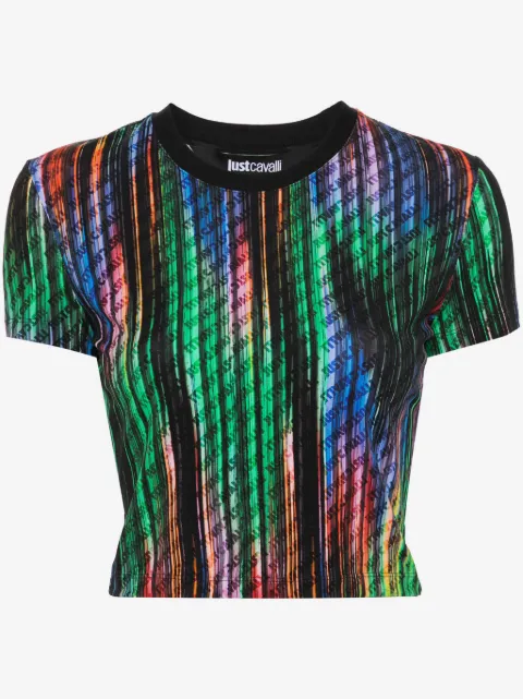 Just Cavalli all-over logo-print cropped top