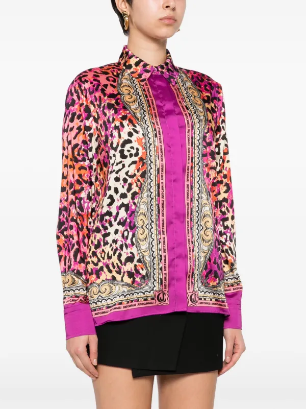 Just Cavalli logo-print long-sleeve Shirt | Pink | FARFETCH