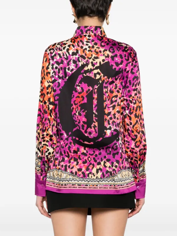 Just Cavalli logo-print long-sleeve Shirt | Pink | FARFETCH