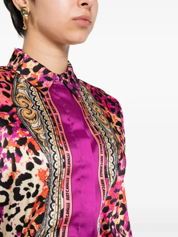 Just Cavalli logo-print long-sleeve Shirt | Pink | FARFETCH