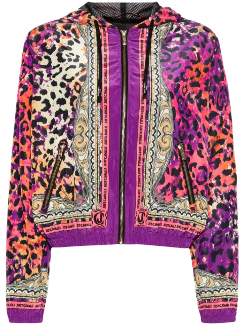 Just Cavalli chamarra con capucha y estampado de leopardo