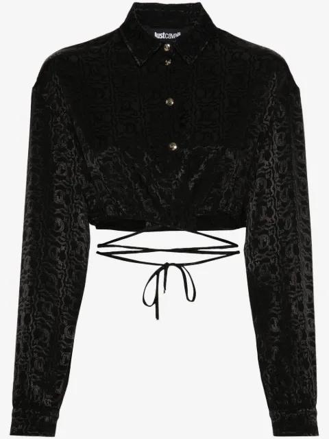 Just Cavalli monogram jacquard cropped blouse