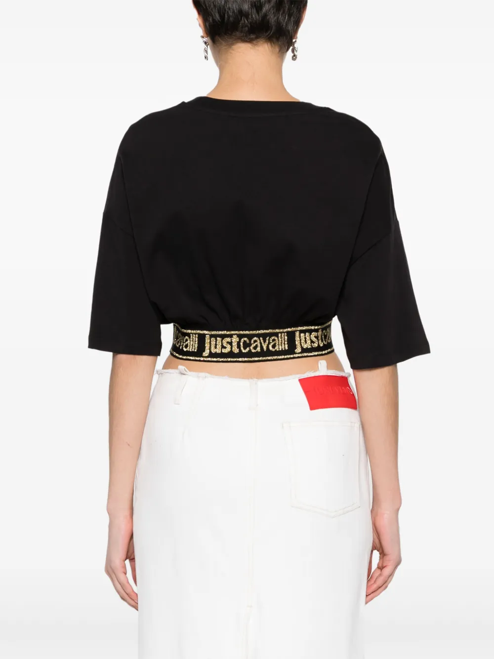 新作グッ Just Cavalli logo-print Cotton Crop Top | Black | FARFETCH トップス