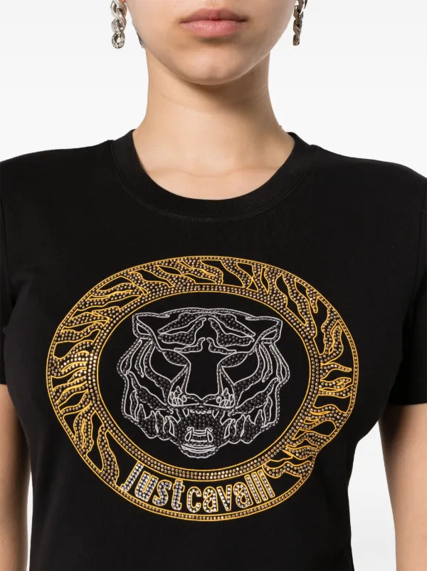 Just Cavalli rhinestone-embellished Logo T-shirt | Black