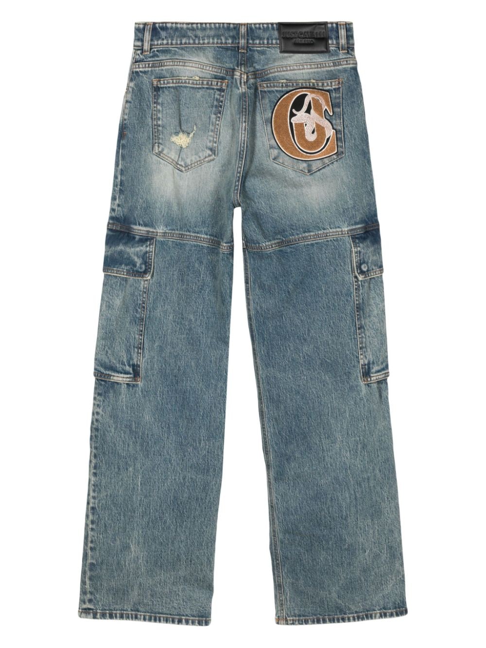 Just Cavalli Gerafelde straight jeans - Blauw