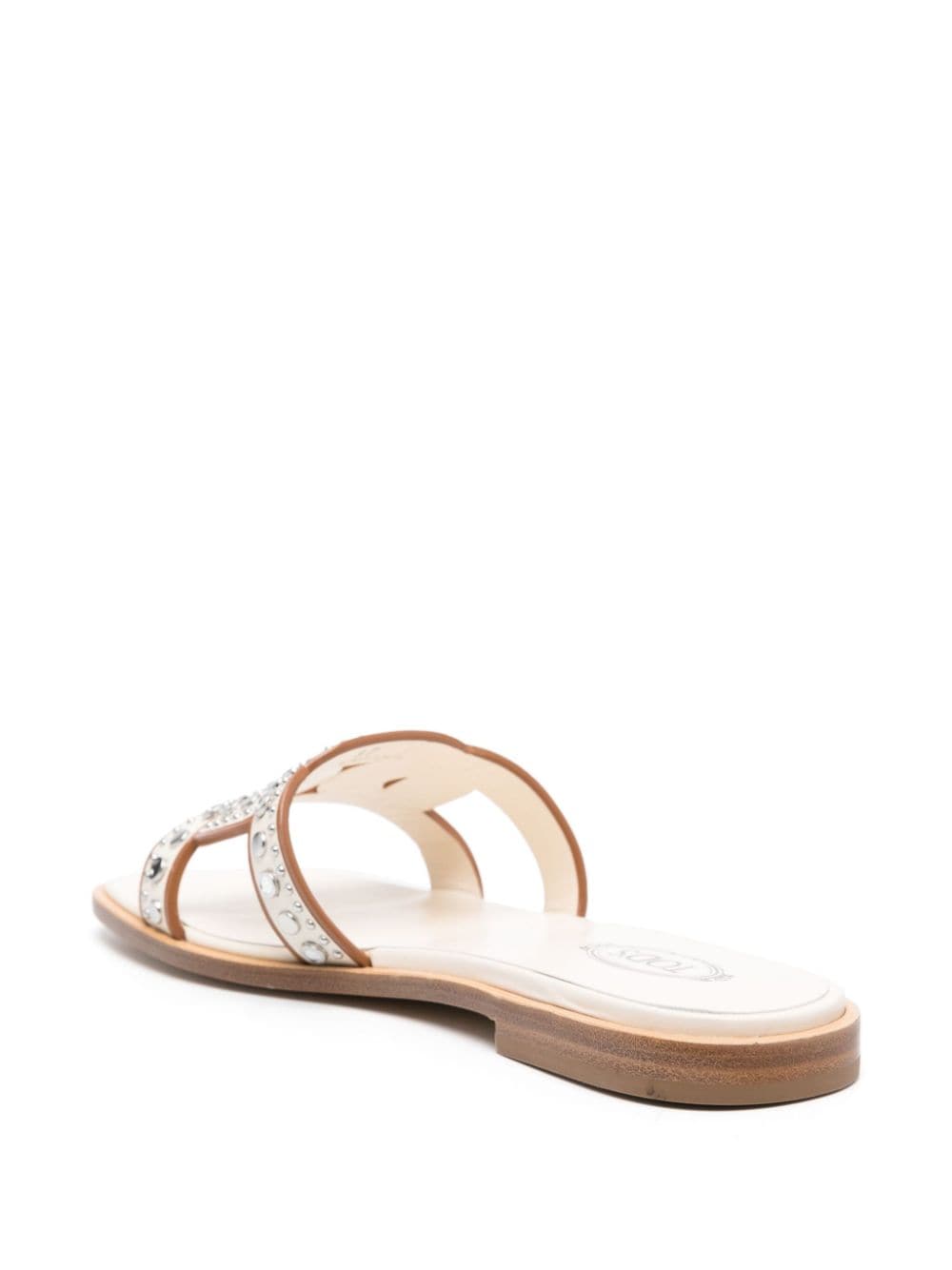 Shop Tod's Studded Leather Sandals In Neutrals