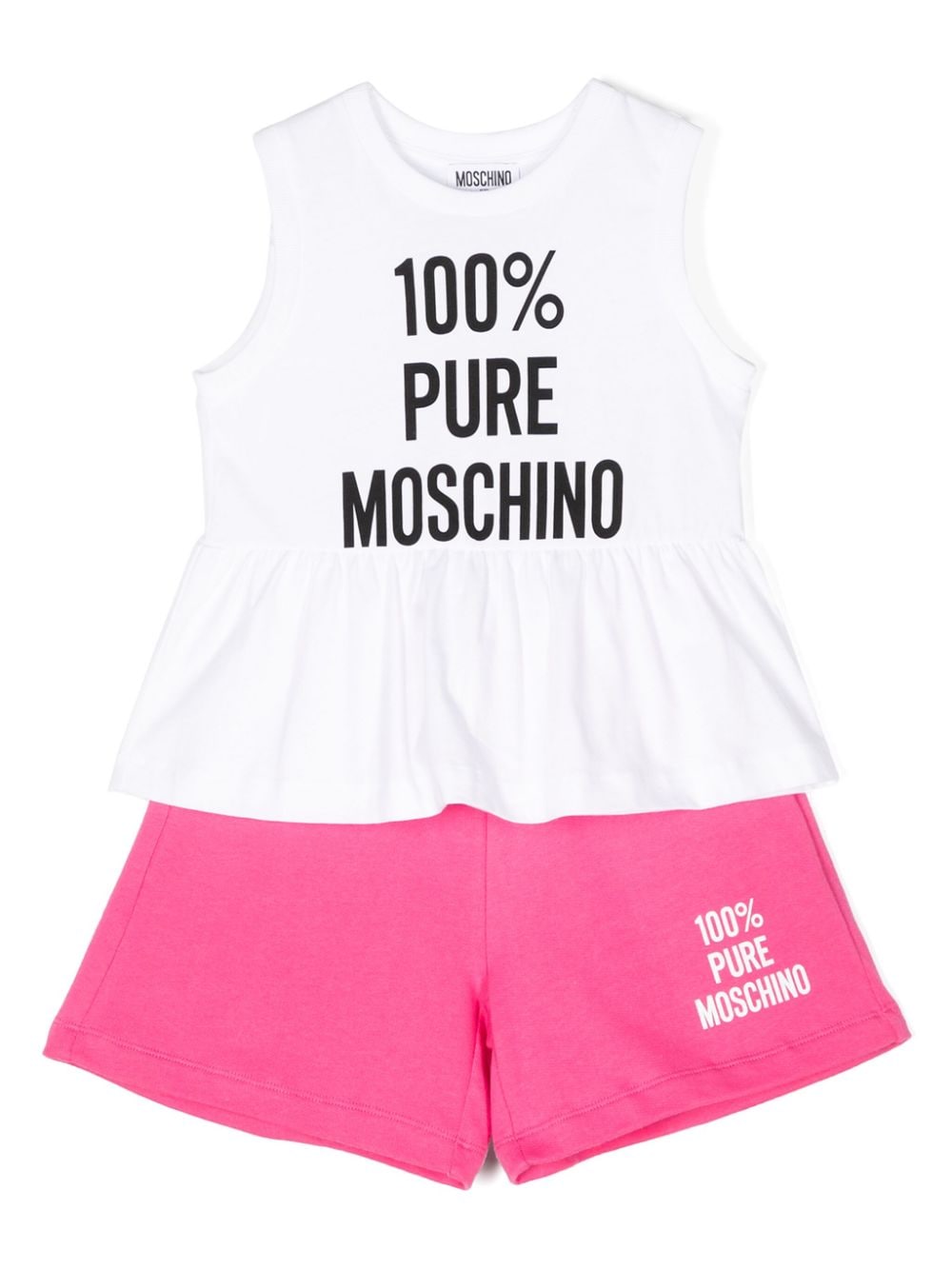 Moschino Kids' Logo-print Drawstring-waistband Shorts In 粉色