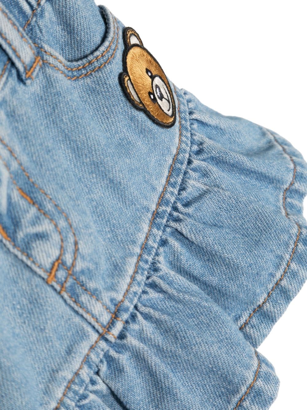 Shop Moschino Teddy Bear-appliqué Denim Skirt In Blue