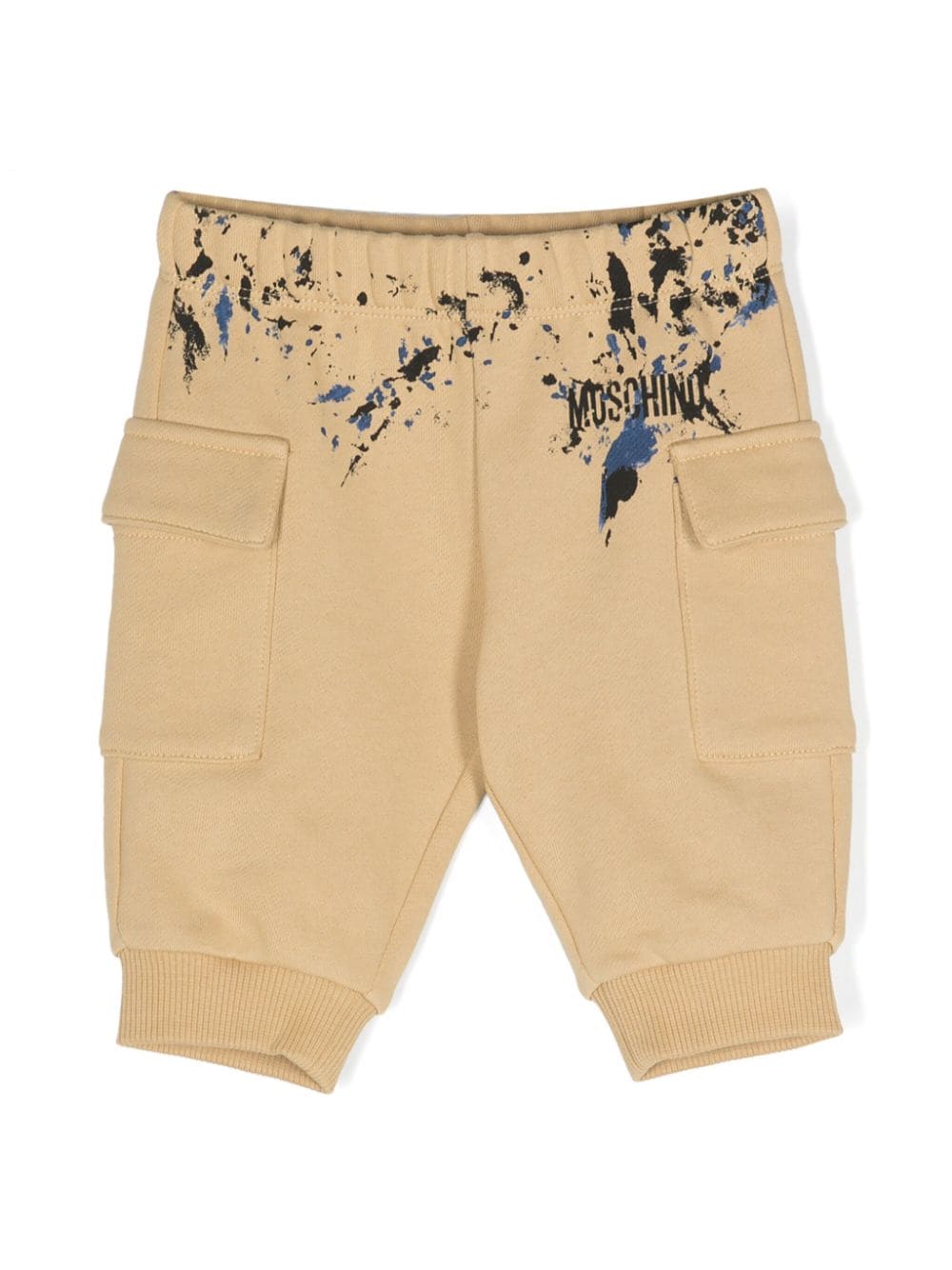 Moschino Babies' Paint-splatter Track Trousers In Neutrals