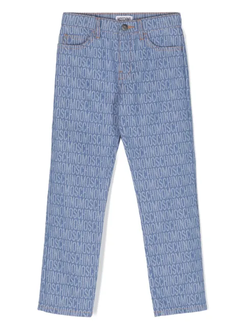 Moschino Kids monogram-jacquard straight jeans