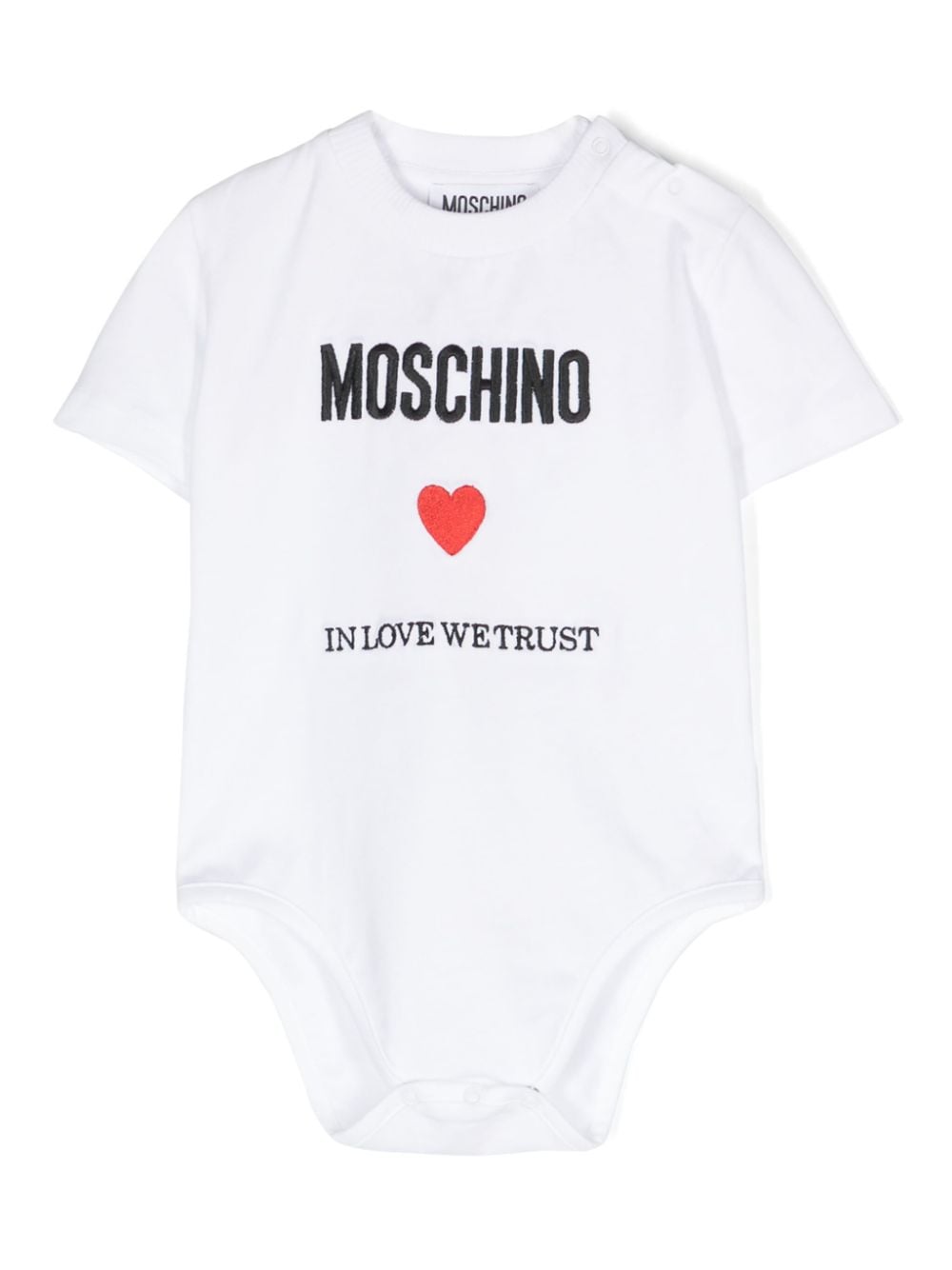 moschino kids body à logo brodé - blanc