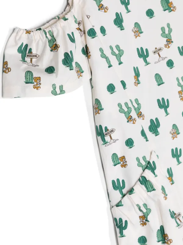 Moschino Kids Schulterfreies Kleid Mit Kaktus-Print | Nude | FARFETCH DE