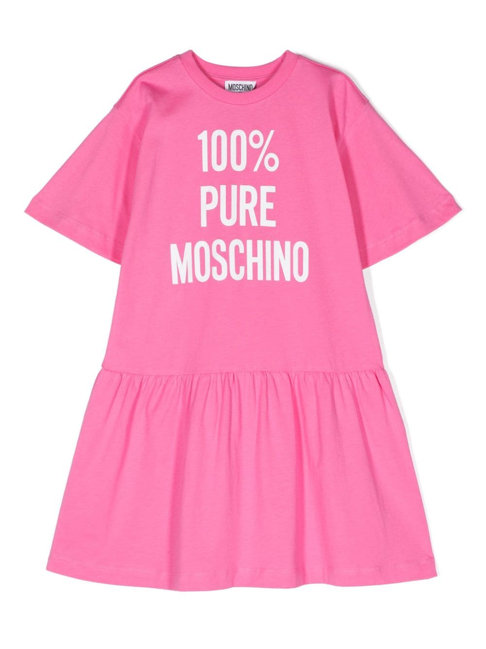 Moschino Kids' Logo印花棉连衣裙 In Pink