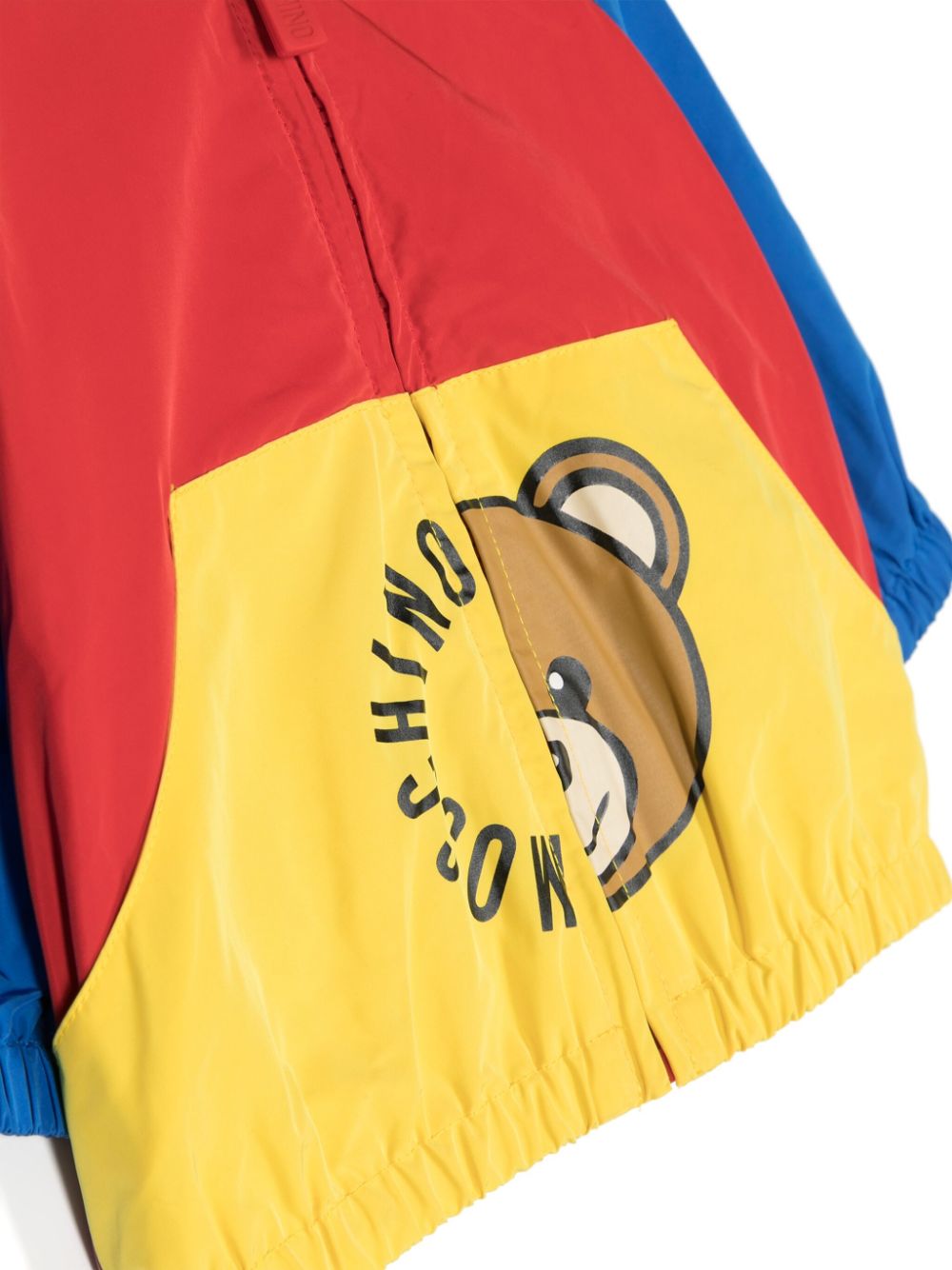 Shop Moschino Teddy Bear-motif Colour-block Hooded Jacket In Red