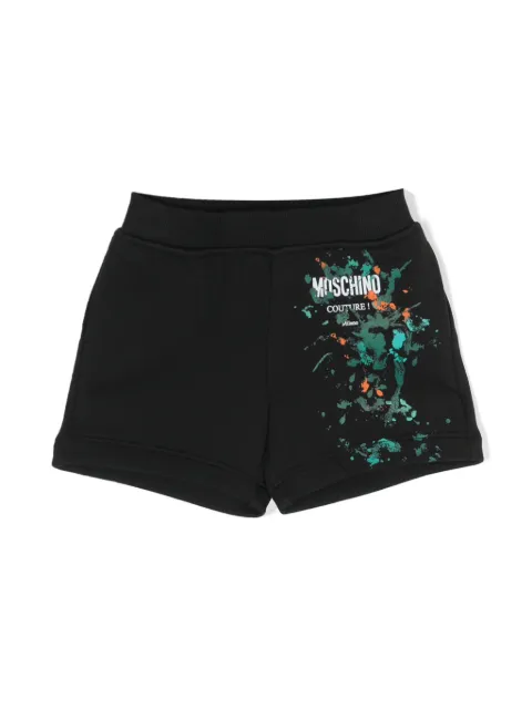 Moschino Kids splatter-detail cotton shorts