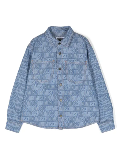 Moschino Kids logo-jacquard denim shirt