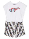 Moschino Kids Teddy Bear-print cotton shorts set - White