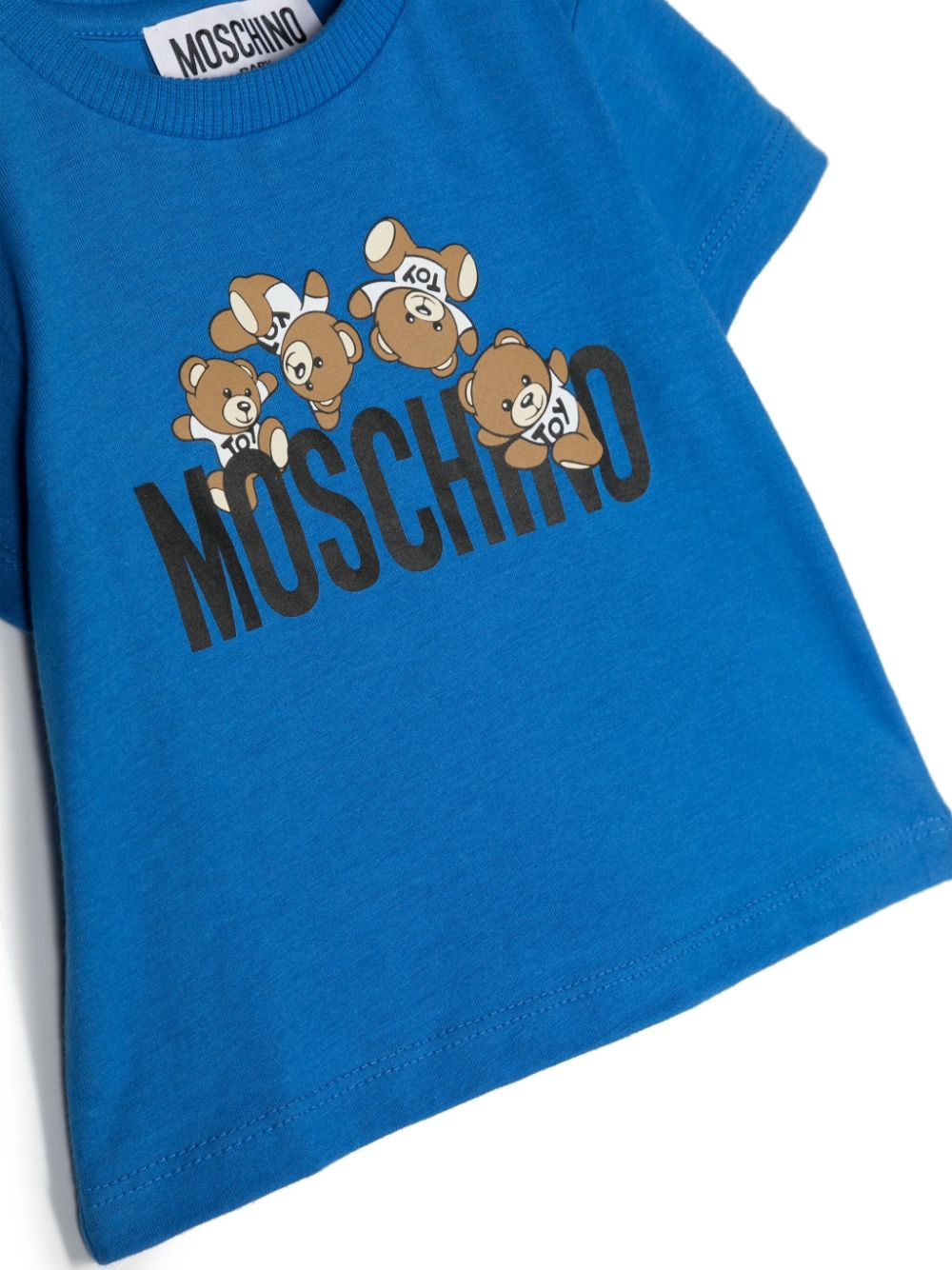 Shop Moschino Teddy Bear Logo-print T-shirt In Blue