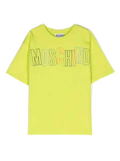 Moschino Kids logo-flocked cotton T-shirt