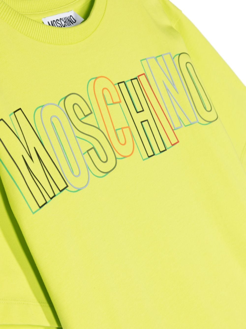 Shop Moschino Logo-flocked Cotton T-shirt In Green