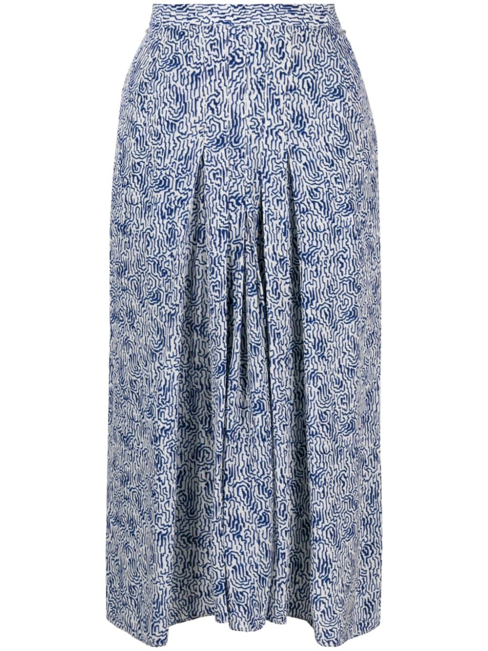 Marant Etoile Eolia Abstract-print Midi Skirt In Blau