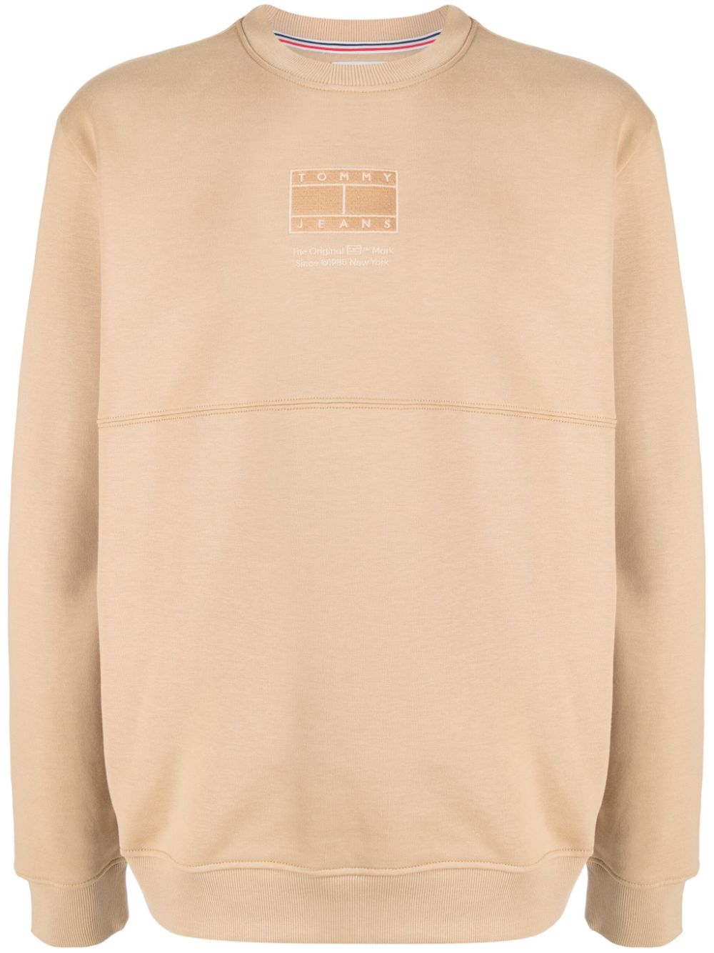 Tommy Jeans Logo-embroidered Jersey Sweatshirt In Brown