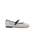 Dolce & Gabbana Kids logo-plaque rhinestone ballerina shoes - Silver