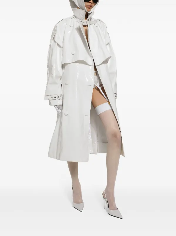 Dolce & Gabbana Belted patent-finish Trench Coat | White
