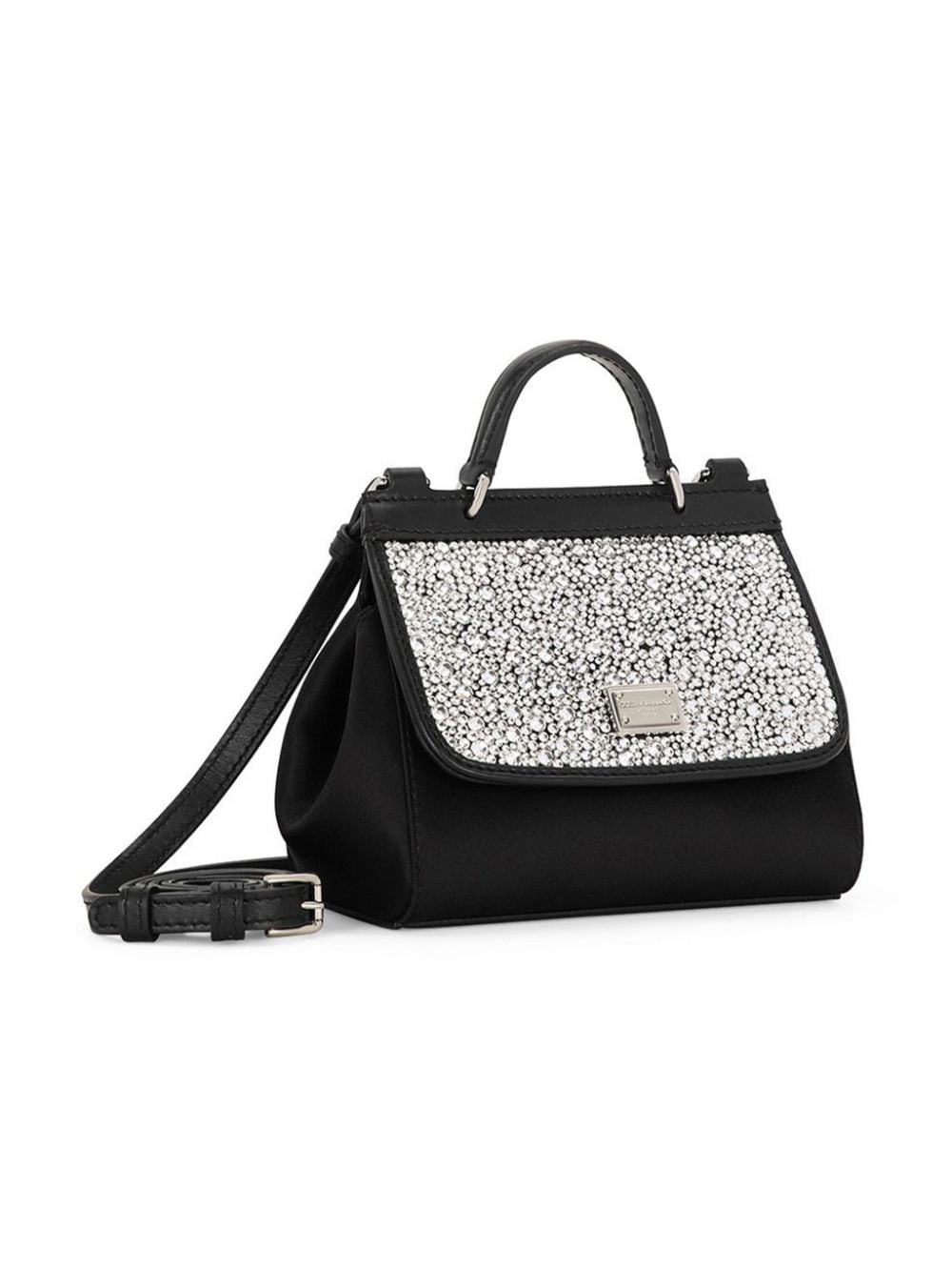 Shop Dolce & Gabbana Mini Sicily Crystal-embellished Bag In Black