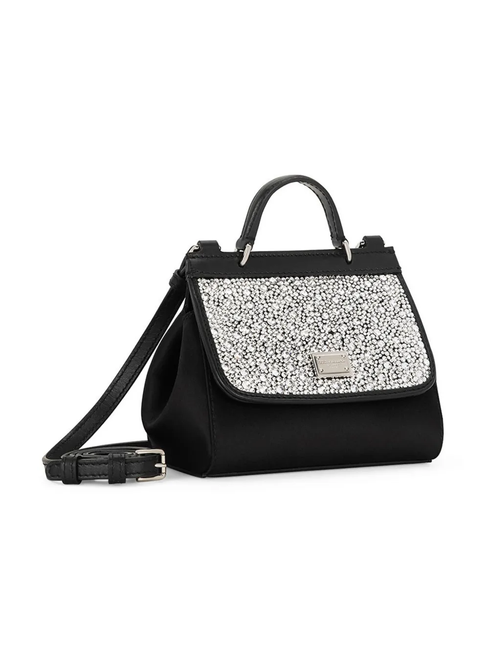 Dolce & Gabbana Mini Sicily Crystal-embellished Bag In Black