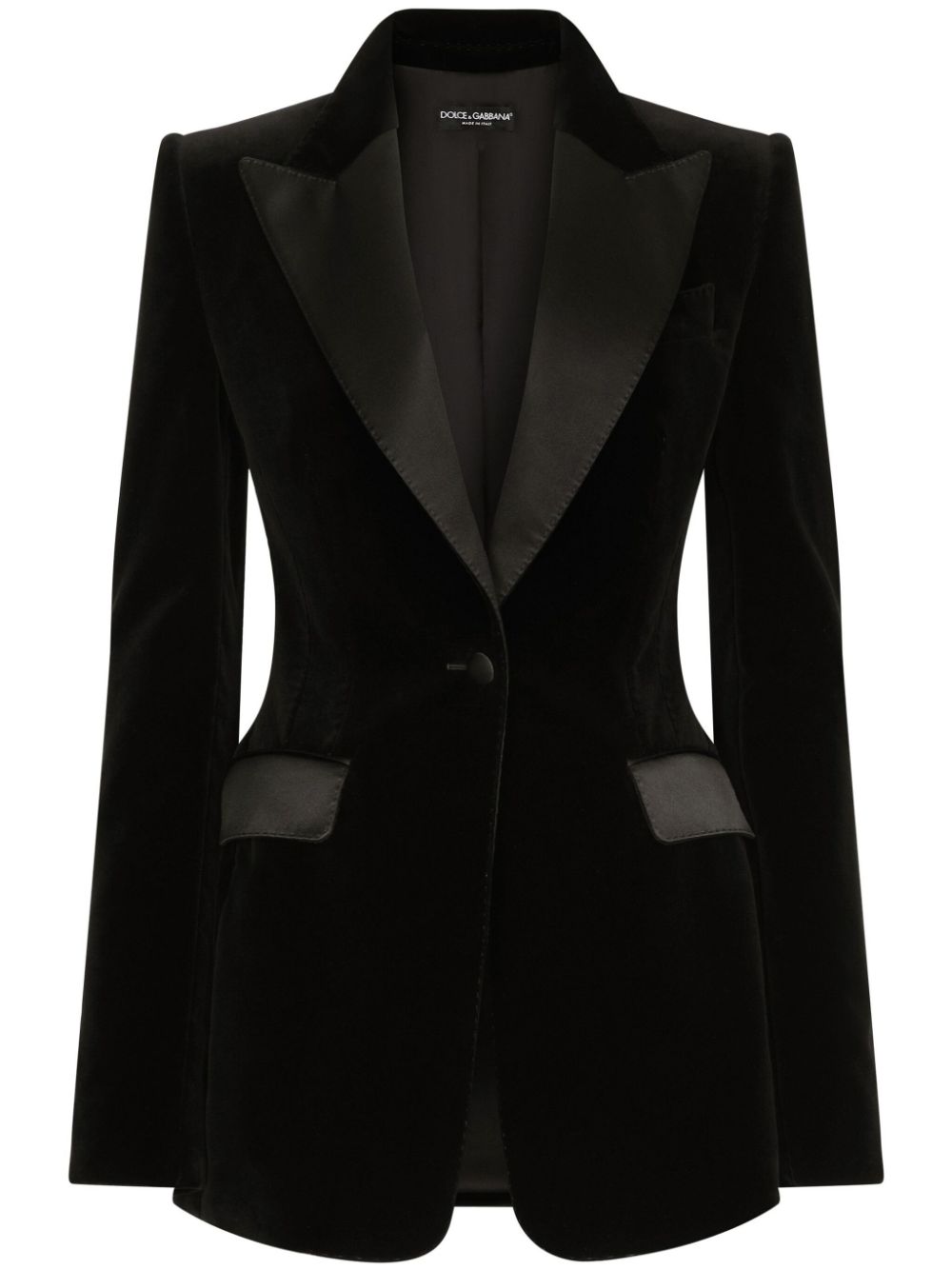Dolce & Gabbana Fluwelen blazer met enkele rij knopen Zwart