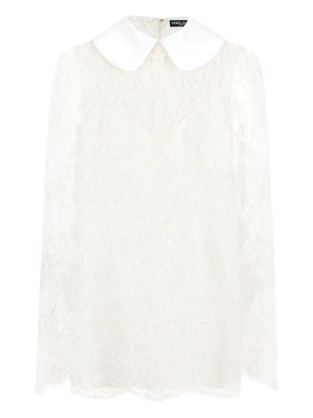 Dolce & Gabbana satin-neck lace mini dress – White